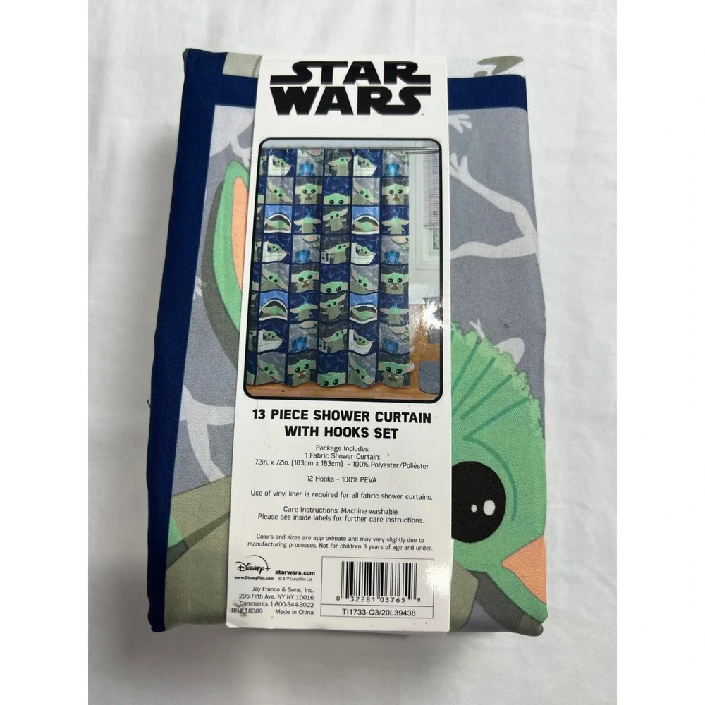 Star Wars Mandalorian The Child Shower Curtain Set 72x72‎ Blue Grogu Kids A02